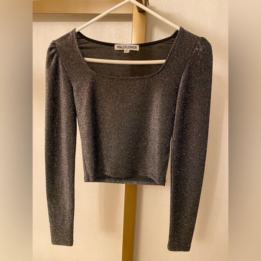 Wallflower Sparkly Black Cropped Top